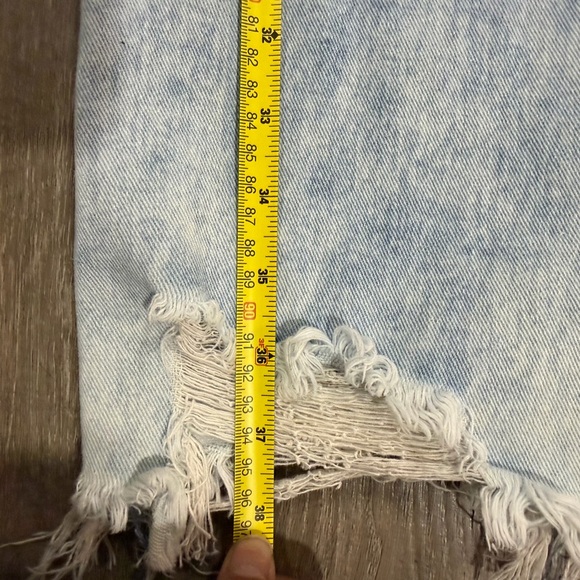 Francesca's Collections Light Blue Distressed Jeans with Floral Patchwork - Picture 7 of 8